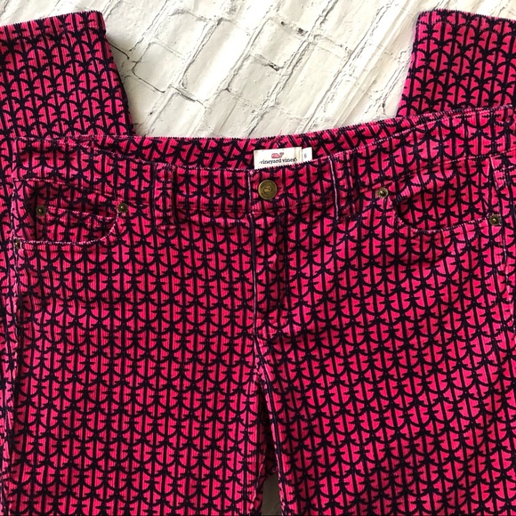 EUC! Vineyard Vines Pink & Navy Corduroy Pants 6 - Picture 2 of 9